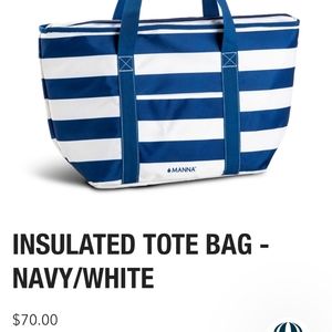 Mediterranean Striped Manna Large Insulated Cooler Tote Bag Water-Resistant